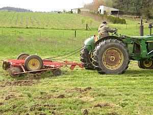 A Helvetia farmer on his tractor