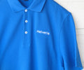Polo shirt with embroidered text